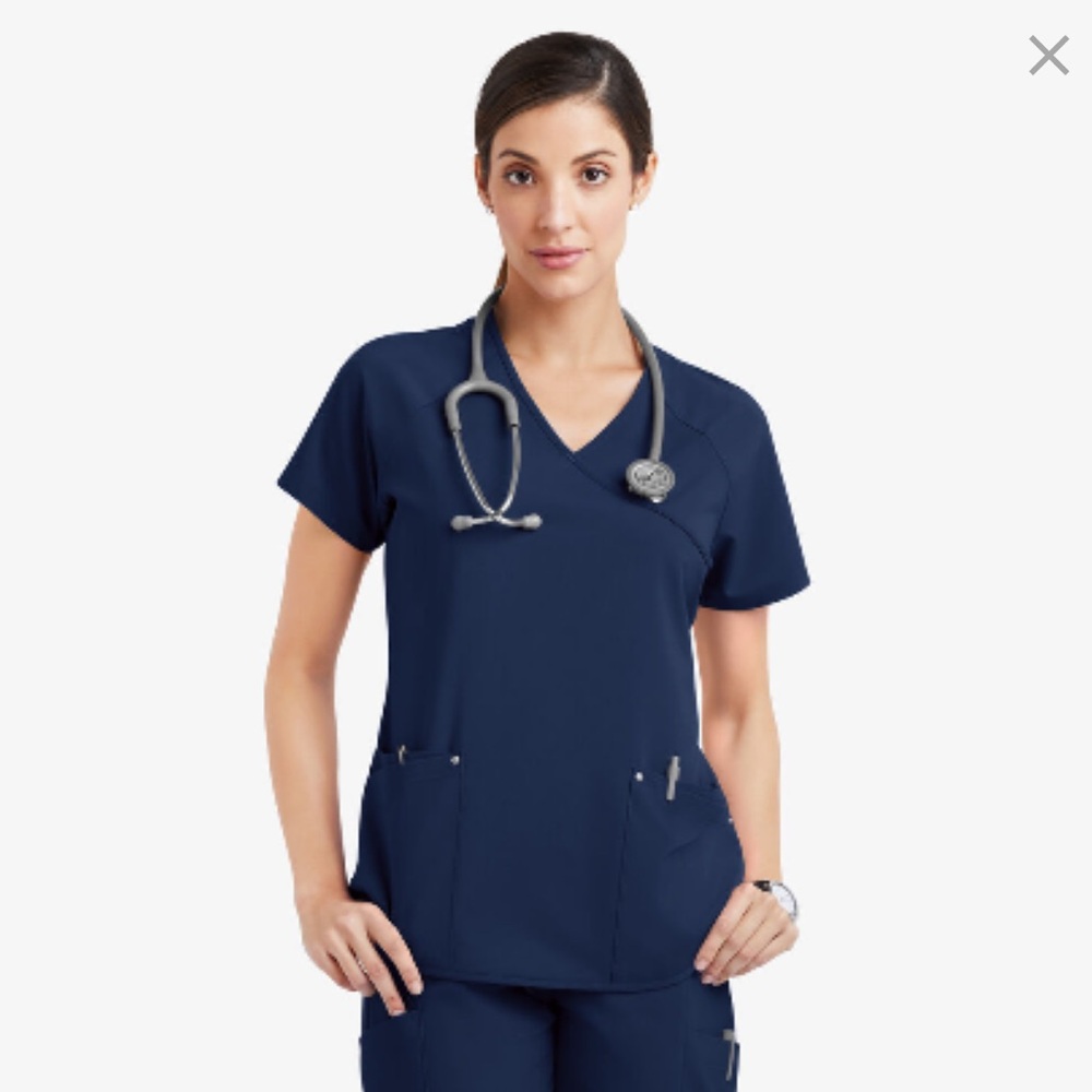 Easy STRETCH Cara Women's 4-Pocket RaglanScrub Top in NAVY 3X NWT